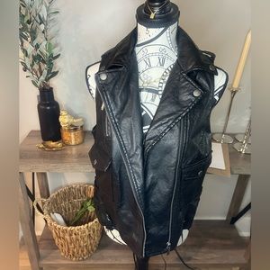 Leather moto vest